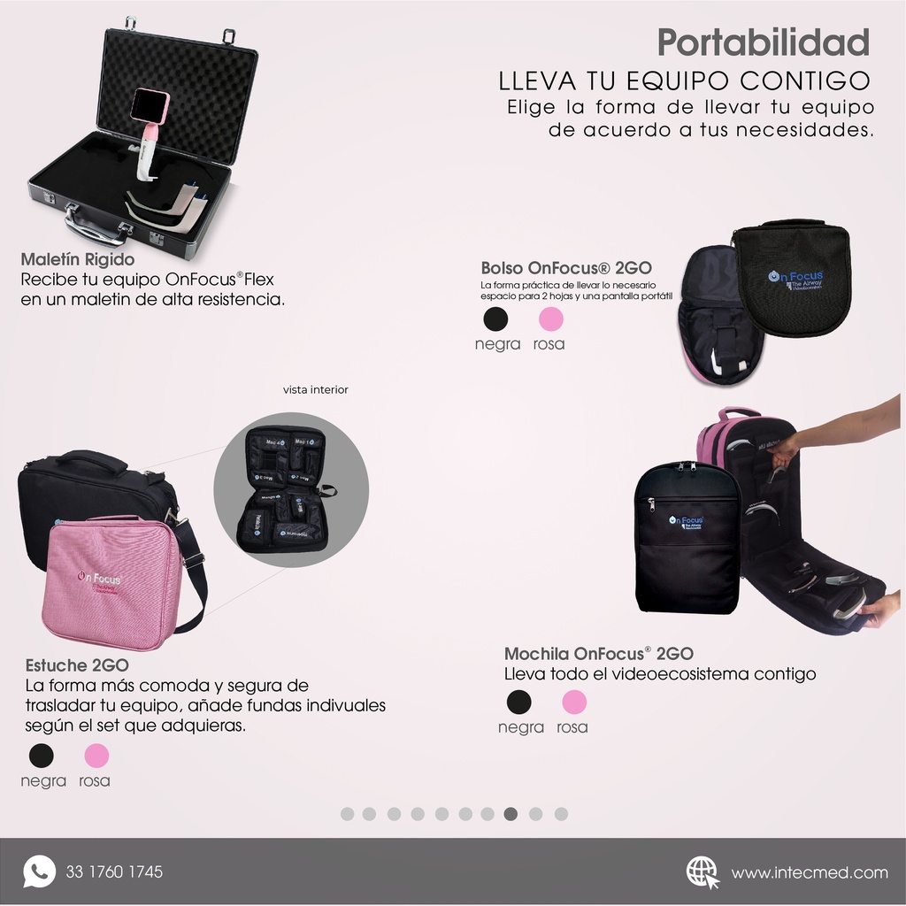 VIDEOLARINGOSCOPIO ONFOCUS® FLEX PINK AIR W-BLADE MAC 1 Y MAC 3