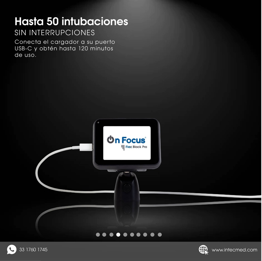 VIDEOLARINGOSCOPIO ONFOCUS® FLEX BLACK PRO 6 HOJAS REUSABLES.