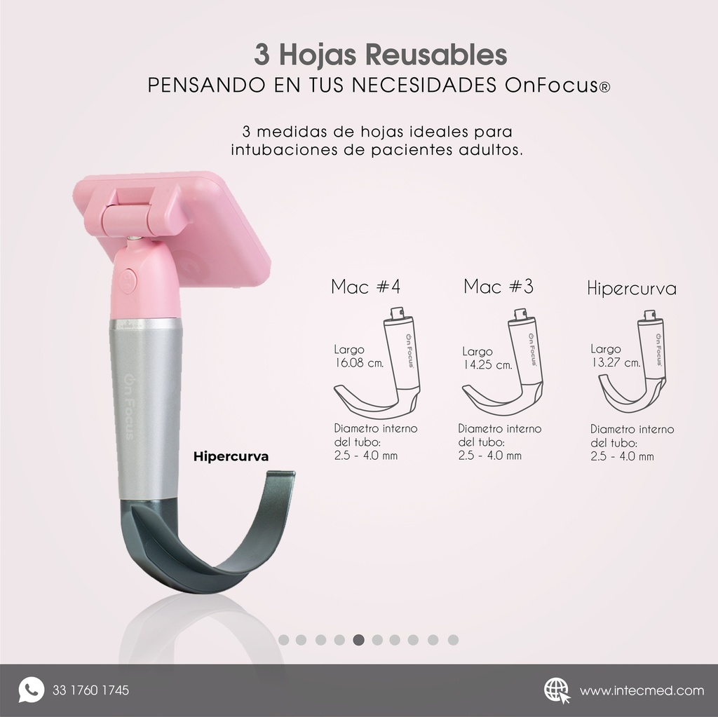 VIDEOLARINGOSCOPIO ONFOCUS® FLEX PINK AIR 3 HOJAS REUSABLES ADULTO