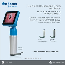 [ON-VR3HPD-FBW] VIDEOLARINGOSCOPIO ONFOCUS® FLEX BLUE WAY 3 HOJAS REUSABLES PEDIATRICO