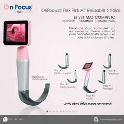 [ON-VR6H-FPA] VIDEOLARINGOSCOPIO ONFOCUS® FLEX PINK AIR 6 HOJAS REUSABLES.